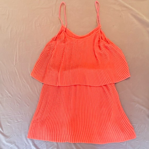 Parker Red Sleeveless Spaghetti Strap Pleated Tiered Mini Dress Size XS MSRP$198 - Picture 3 of 8